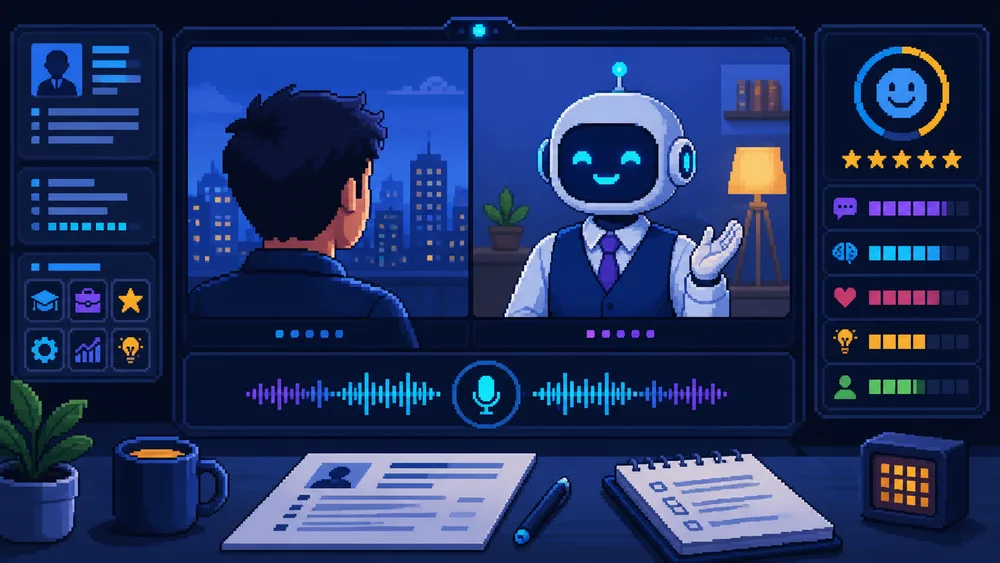 Pixel-art InterviewX real-time AI interviewer