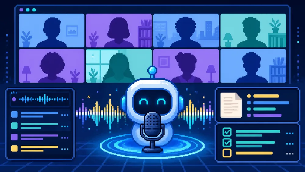 Pixel-art AI-powered meeting assistant